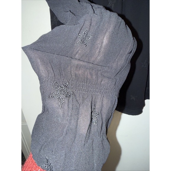 Michael Stars Black Star Blouse XS Semi Sheer Long Sleeves Whimsigoth - Picture 4 of 6